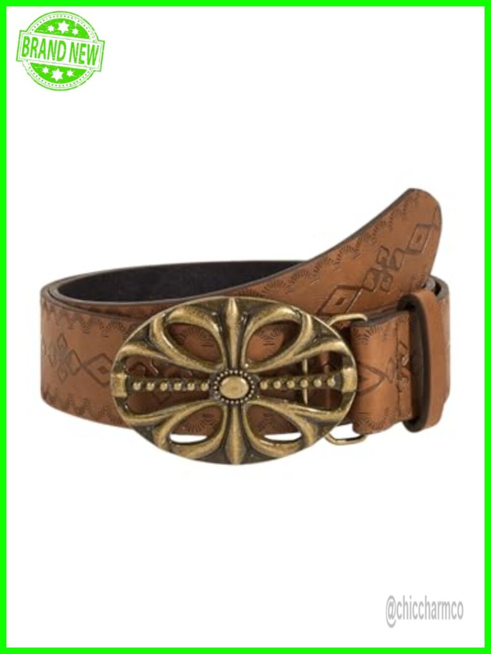 Retro Vintage Metal Buckle Faux Leather Western Cowgirl Waist Belt